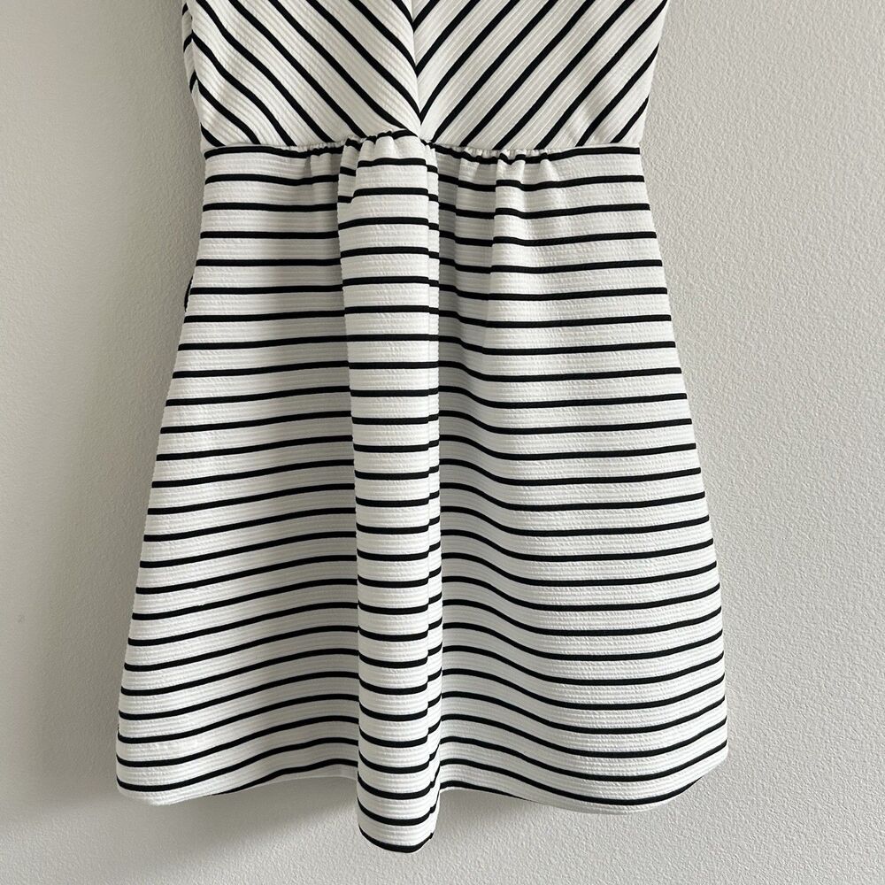 Anthropologie Maeve Mitred Diamond Stripe Dress Pleated FIt+Flare Pockets Size 8 - Picture 7 of 16